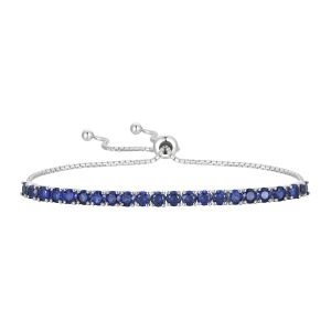 Sterling Silver Lab Created Blue Sapphire Bolo Bracelet