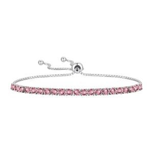 Sterling Silver Lab Created Pink Sapphire Bolo Bracelet