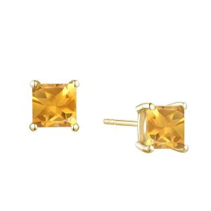 14K Yellow Gold over Sterling Silver 6mm Citrine Stud Earring