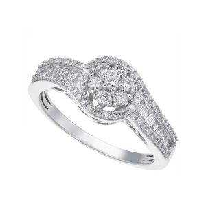 Sterling Silver 1/2 CT. T.W. Diamond Halo Ring  