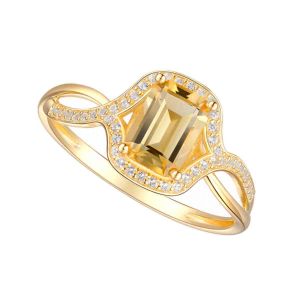 10K Yellow Gold over sterling silver Citrine and Lab-Created White Sapphire Ring