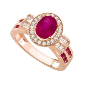 14K Rose Gold Ruby & 3/8 CT. T.W. Diamond Ring   