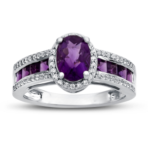 Sterling Silver Amethyst and Lab-Created White Sapphire Ring