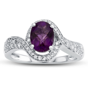 Sterling Silver Amethyst and Lab-Created White Sapphire Ring