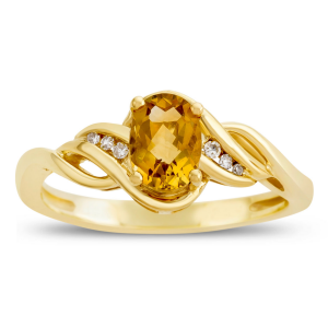 10K Yellow Gold Citrine and Diamond Accent Ring