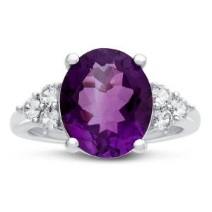 Sterling Silver Amethyst and Lab-Created Sapphire Ring