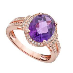 Sterling Silver Amethyst and Lab-Created White Sapphire Halo Ring