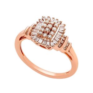 14K Rose Gold over Sterling Silver 1/2 CT. T.W. Diamond Square Cluster Ring