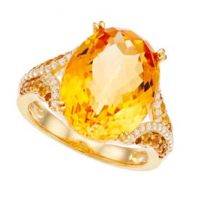 14K Yellow Gold Over Sterling Silver Citrine & Lab-Created White Sapphire  Ring