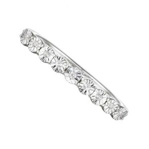 Sterling Silver 1/10 CT. T.W. Diamond Band Ring 