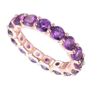 14K Rose Gold over Sterling Silver Amethyst Eternity Band Ring