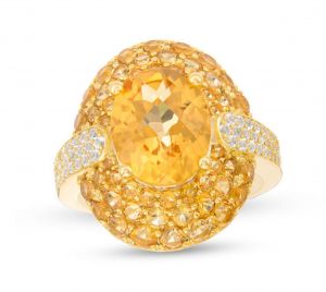 14K Yellow Gold over Sterling Silver Citrine and Lab-Created White Sapphire Ring 