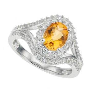 Sterling Silver Citrine & Lab-Created White Sapphire Ring