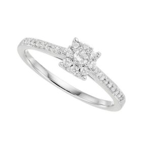 10K White Gold 1/4 CT. T.W. Diamond Cluster Engagement Ring