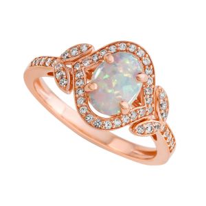 14K Rose Gold over Sterling Silver Lab Created Opal and Lab-Created Sapphire Cocktail Ring