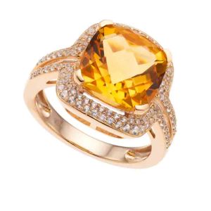 14K Yellow Gold over Sterling Silver Citrine & Lab-Created White Sapphire Ring