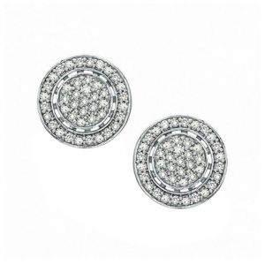 Sterling Silver 1/2 CT. T.W. Diamond Cluster Stud Earrings