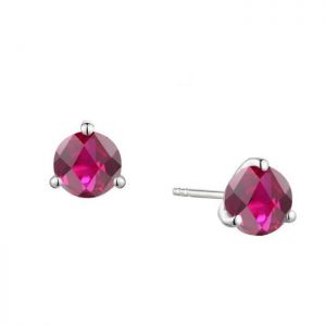 Sterling Silver Lab Created Ruby Stud Earring