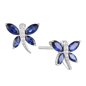 Sterling silver Created Sapphire Dragonfly Earrings