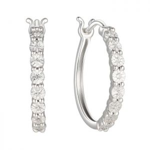 Sterling Silver 1/10 CT. T.W. Diamond Hoop Earrings