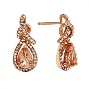 10K Rose Gold Morganite and 1/4 CT. T.W. Diamond Drop Earrings