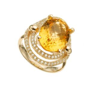 14K Yellow Gold over Sterling Silver Citrine & Lab-Created White Sapphire Ring