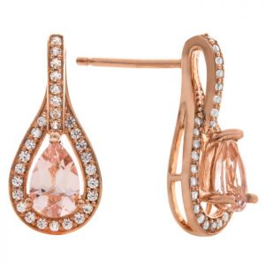 10K Rose Gold Morganite and 1/4 CT. T.W. Diamond Drop Earrings