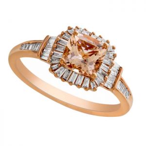 10K Rose Gold Morganite and 1/3 CT. T.W. Diamond Ring