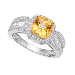 Sterling Silver Citrine & Lab-Created White Sapphire Ring