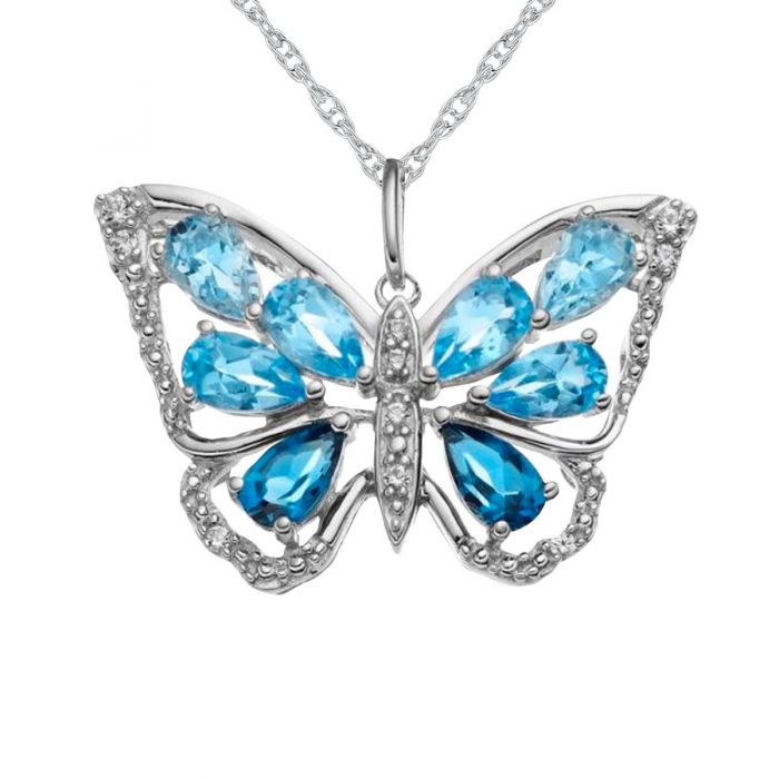 Sterling Silver Rhodium Sky Blue Topaz Petite Butterfly Pendant~By Keith  Jack~PPS0068 - CelticAlley.com