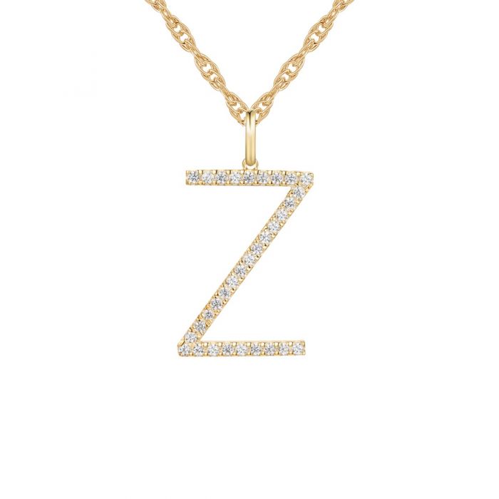 Diamond Letter A Necklace in 10k Gold